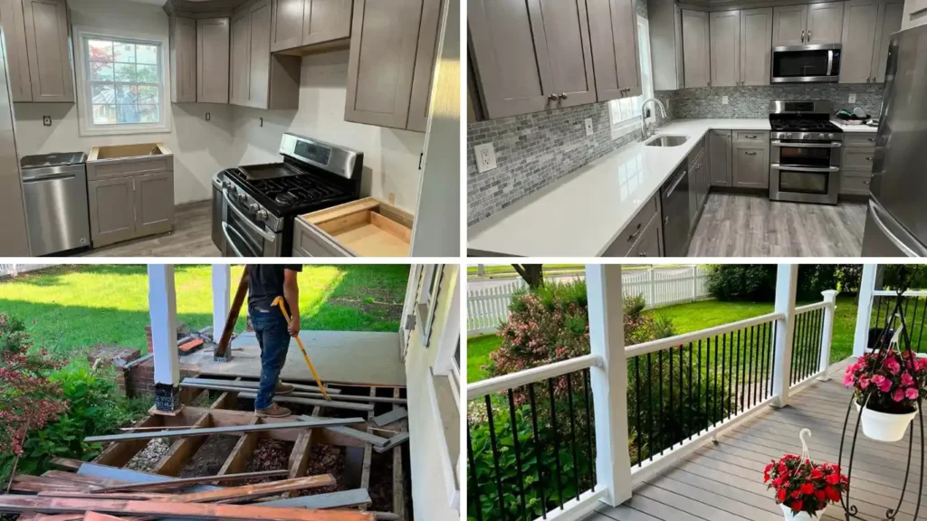 Certified construction team remodeling a kitchen and deck in Huntington Station